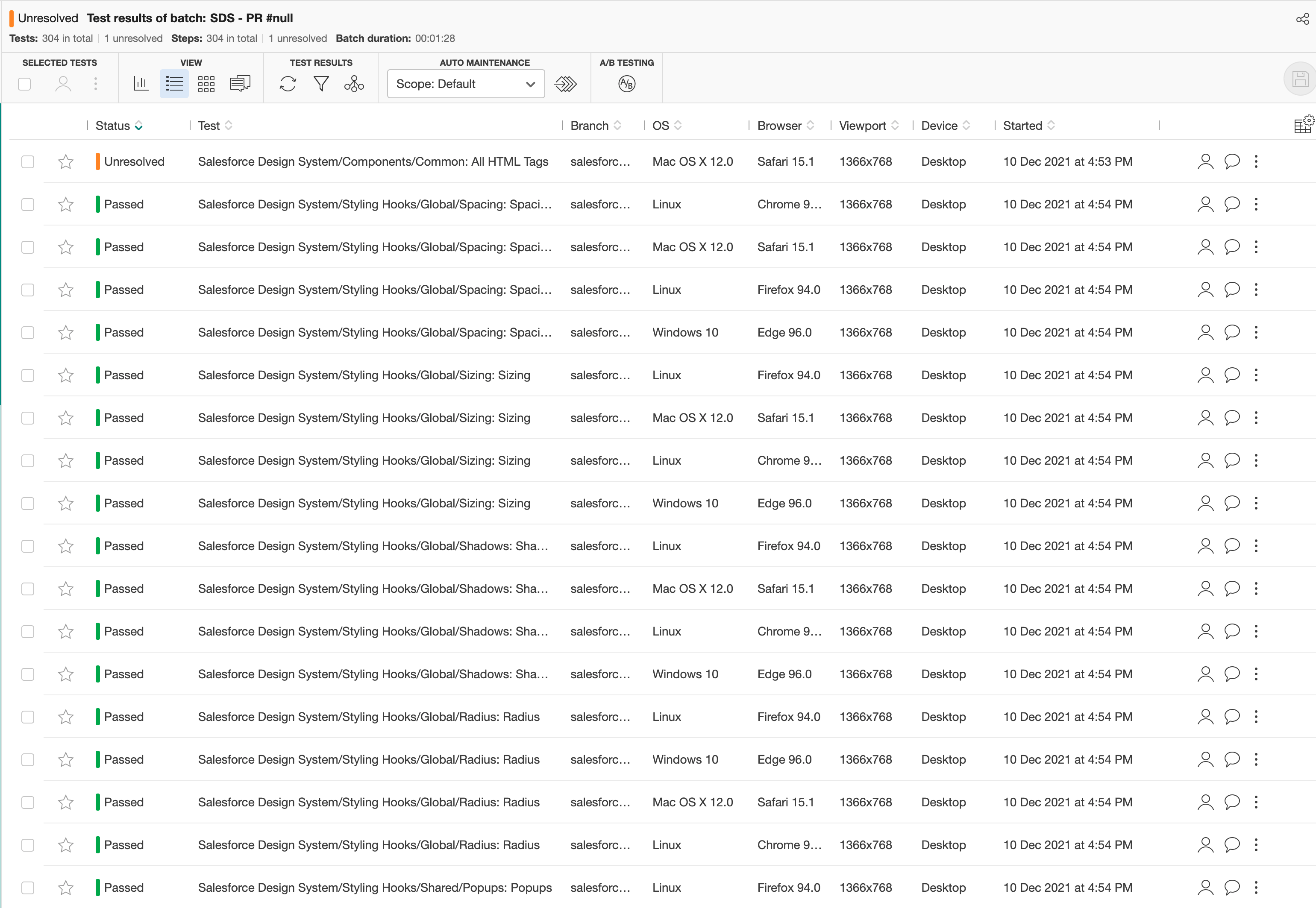 An image showing the applitools PR results