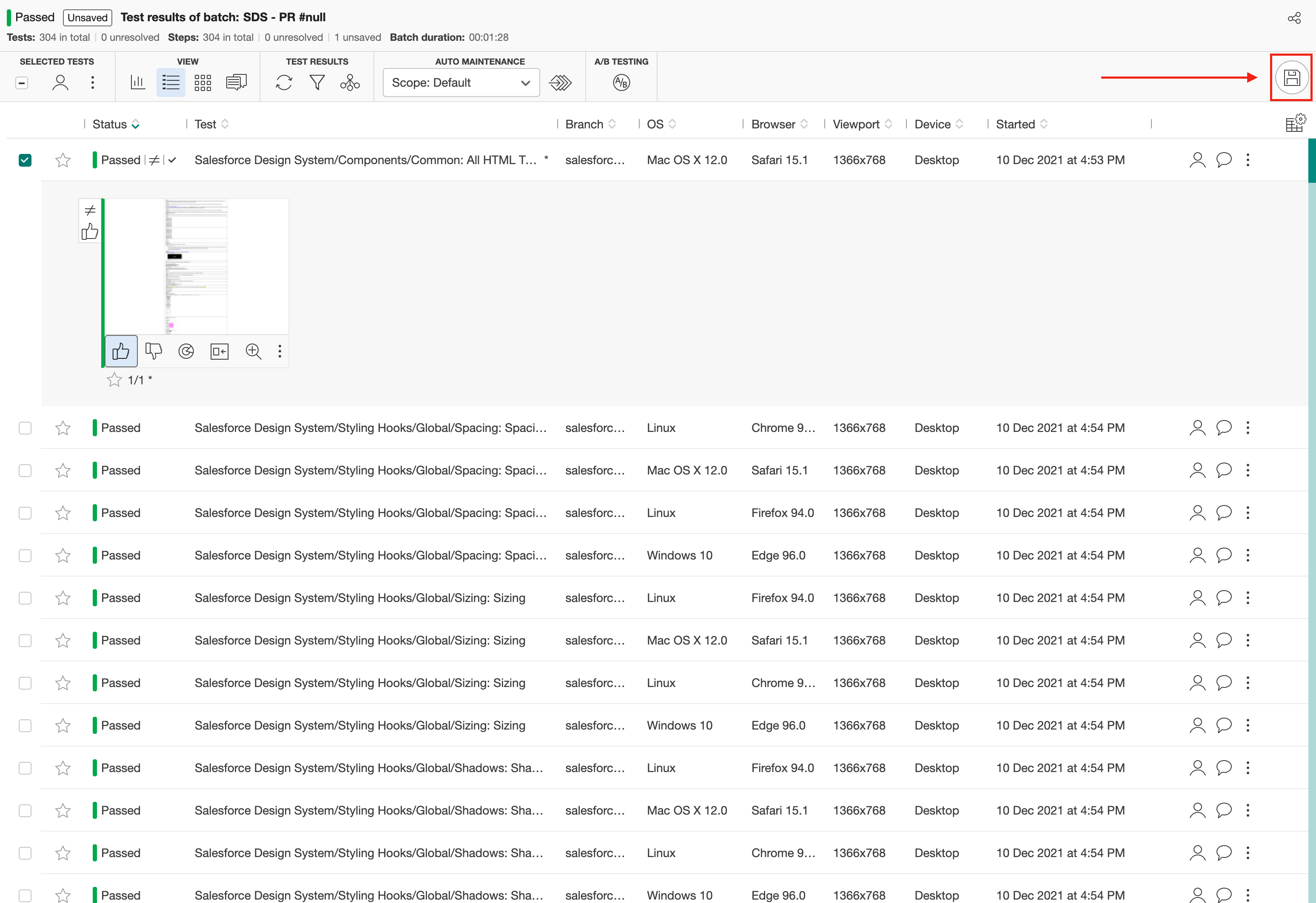 An image showing the where to update your baseline